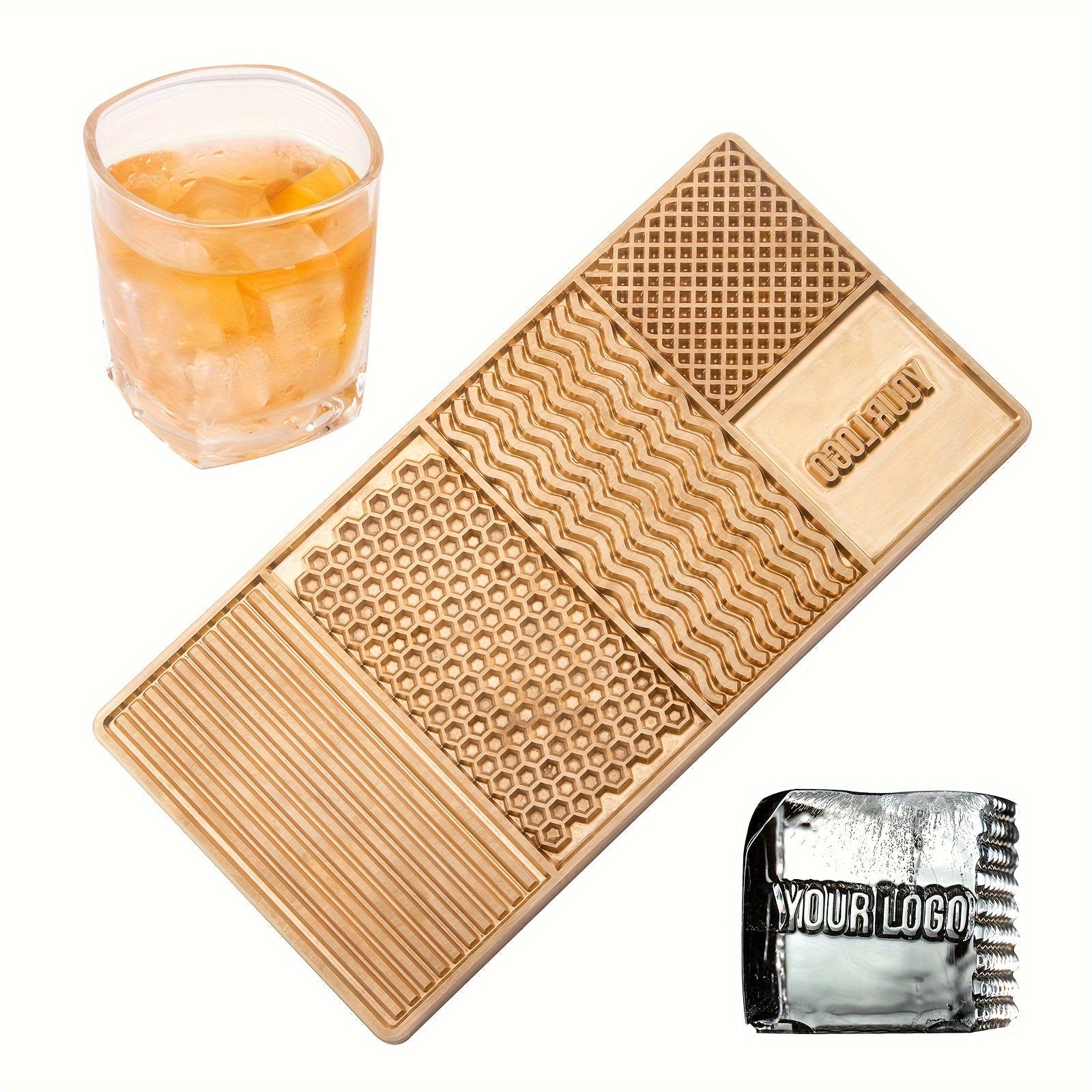 Set de bandejas de sellos de hielo de latón para cócteles, whisky, bourbon, molde sin plomo