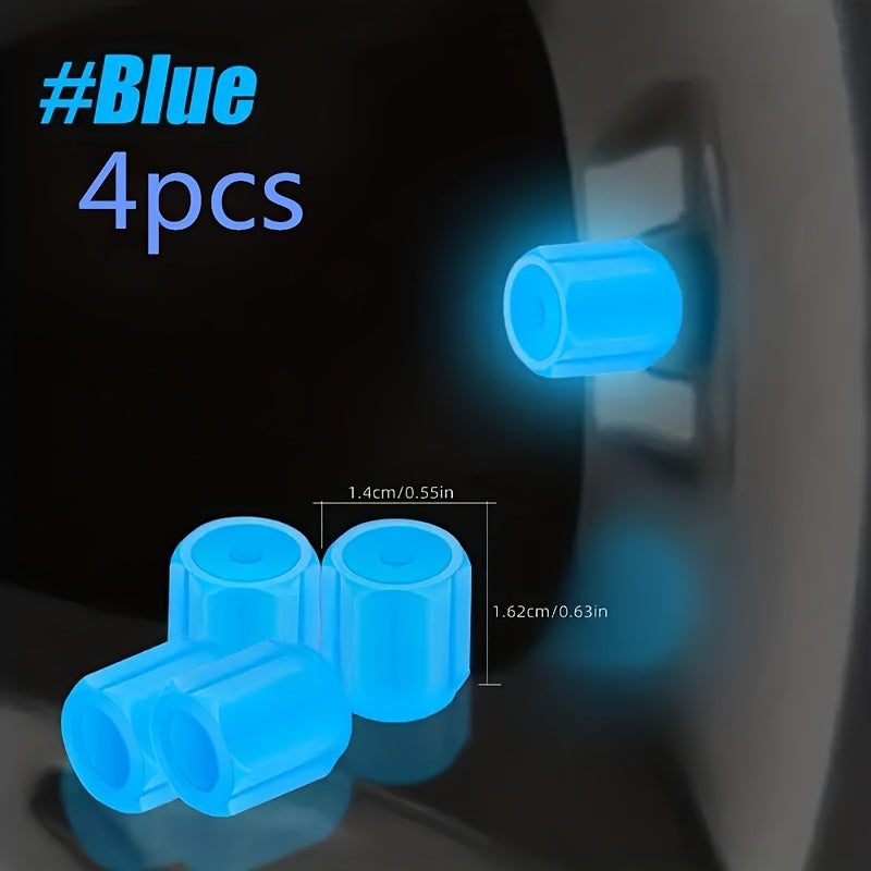 Universal Car and Bicycle Fluorescent Valve Stem Caps 4/8/12pcs