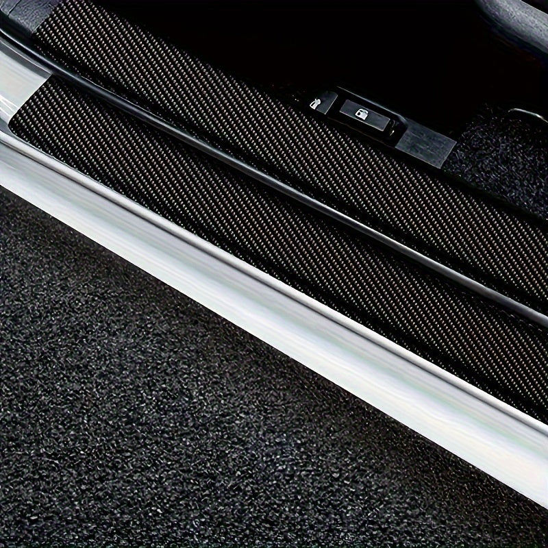 5pcs Carbon Fiber Car Door Sill Protectors Scratch Dirt Guard Paint Stickers
