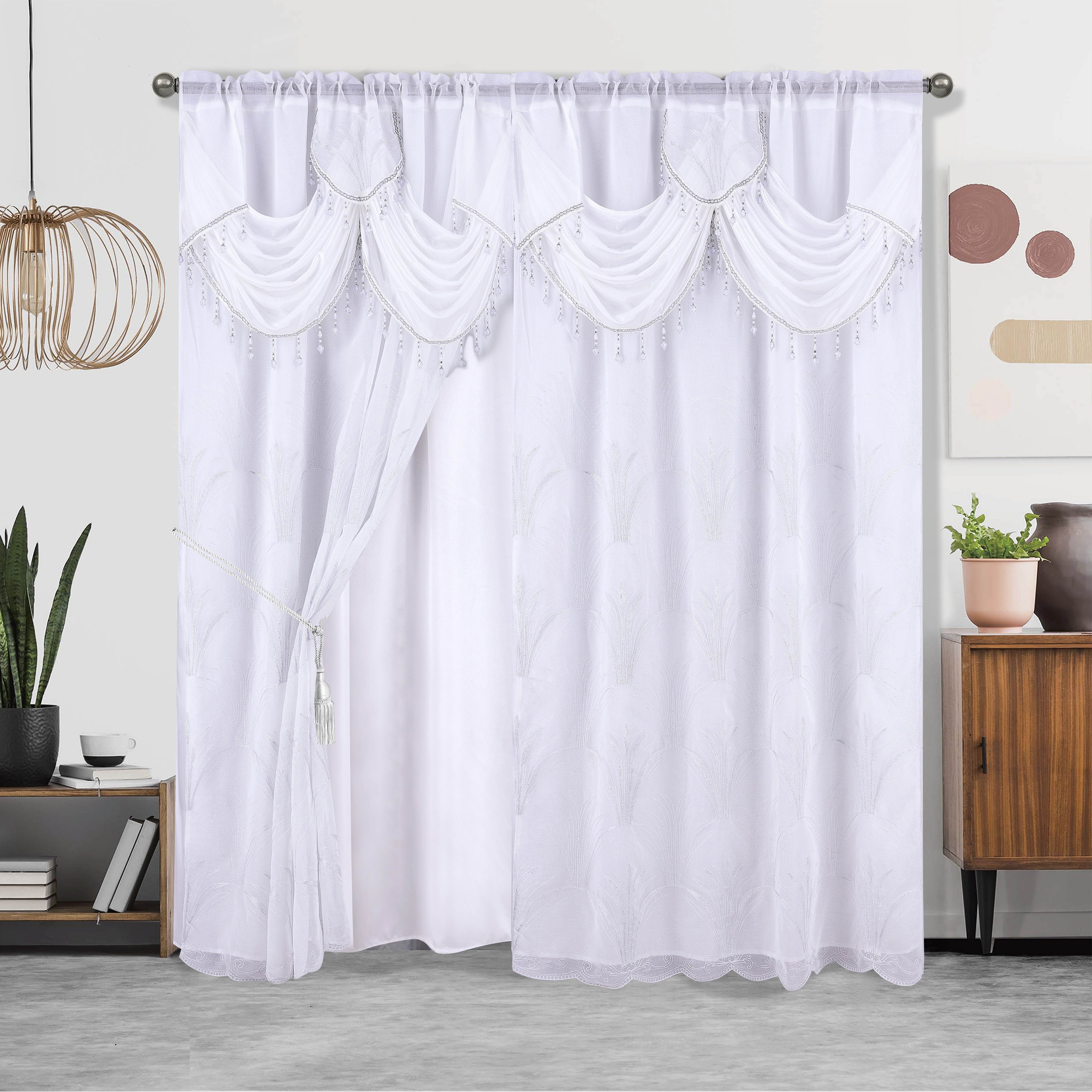 Embroidered Double Layer Curtain 132x213 cm for Living Room Bedroom