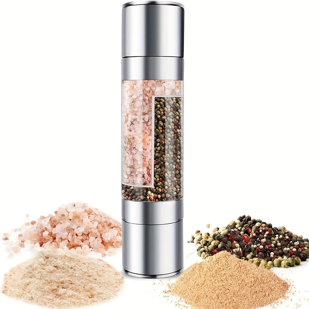 2-in-1 Stainless Steel Salt and Pepper Grinder Set with Adjustable Coarseness