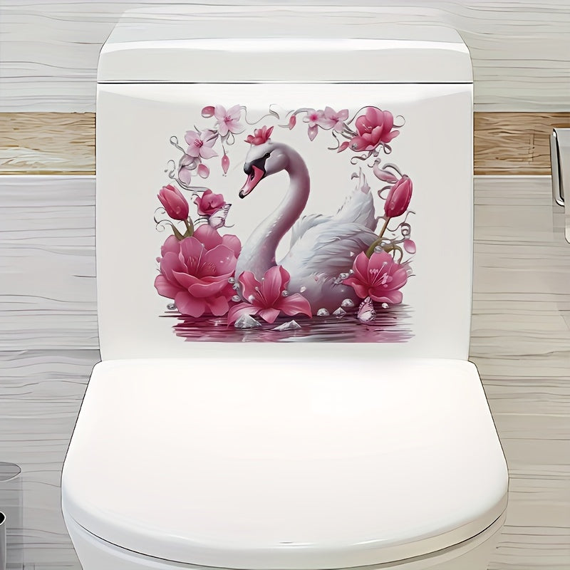 Swan Pattern Toilet Seat Sticker for Bathroom and Kitchen Decor