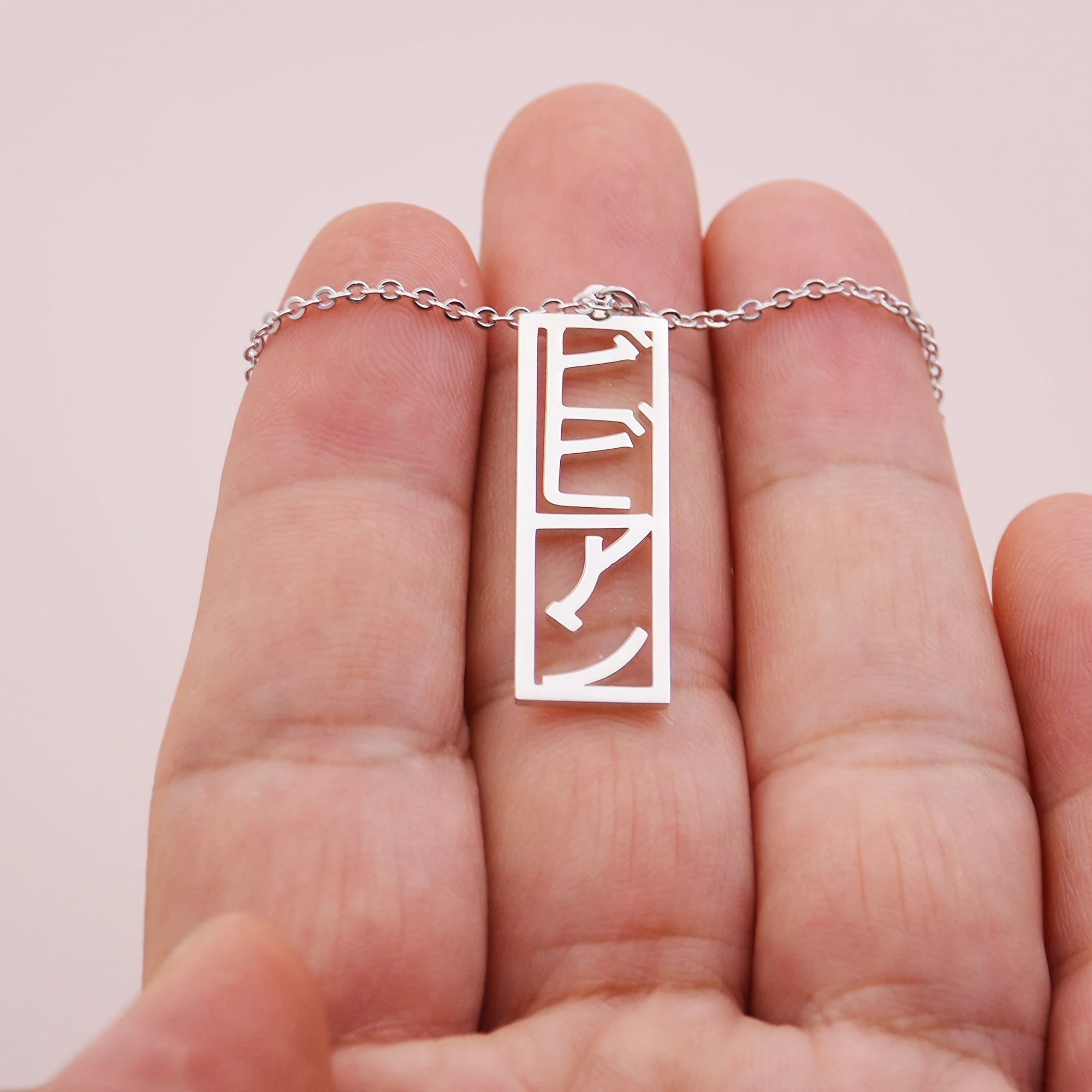 Collar personalizado con nombre japonés en forma rectangular, joyería con nombre a medida para mujeres