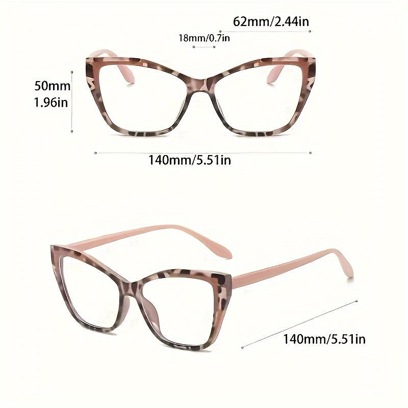 Women's Color Block Cat Eye Glasses Clear Lens Computer Spectacles