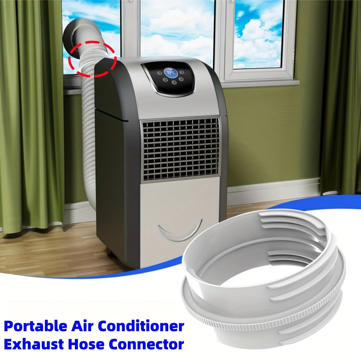 Portable Air Conditioner Hose Connector for 12.95cm and 14.99cm Exhaust Vent Hoses