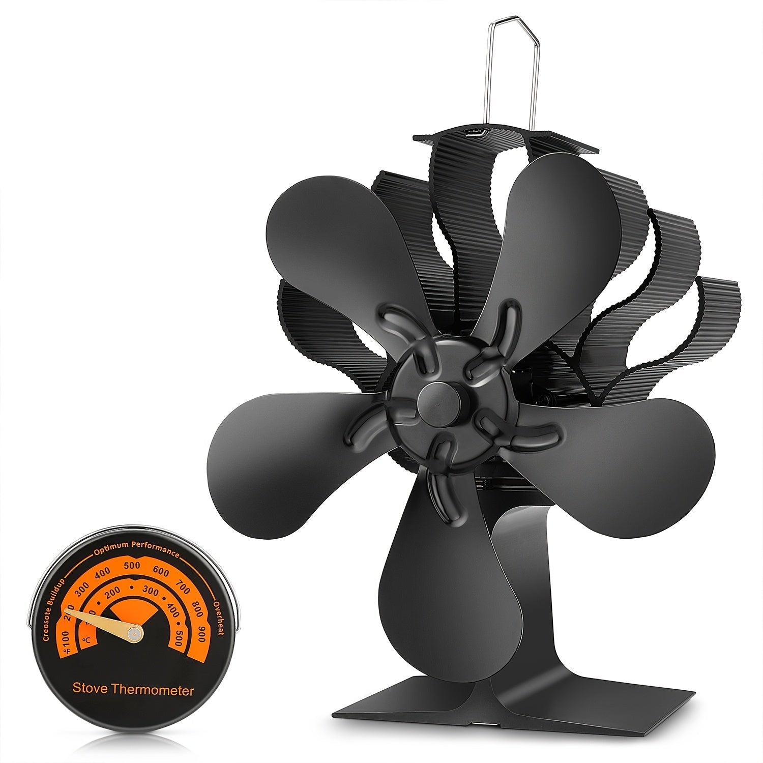 Fireplace Stove Fan Black Heat Powered Log Burner Fan with Overheat Protection