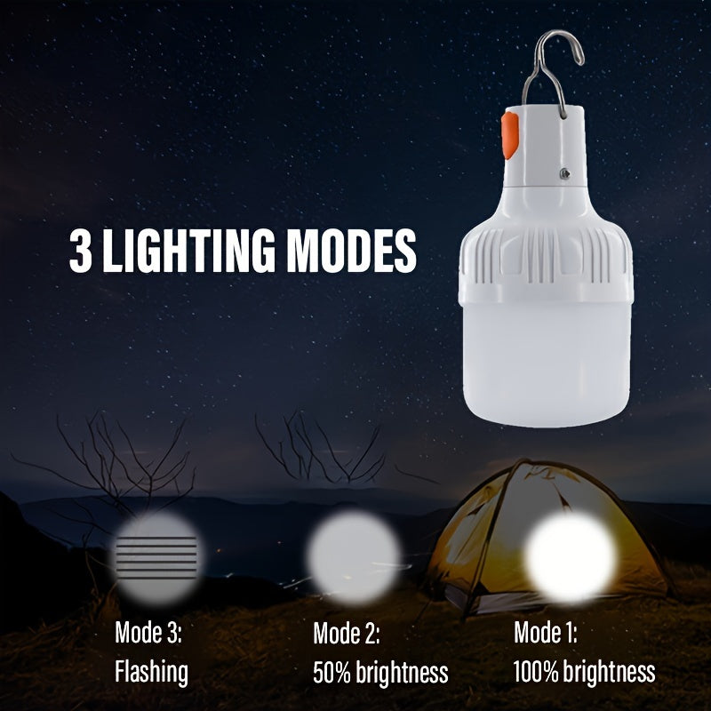 Rechargeable LED Camping Lantern Portable USB Dimmable Wall Mount Flashlight with Hook
