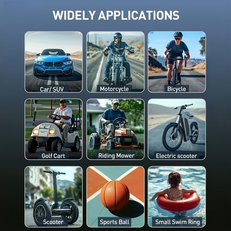 Electric Tire Inflator Portable USB Rechargeable Digital Display for Cars Bicycles Motorcycles and Boats