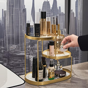 Unisex Gold Metal Tiered Makeup Organizer Portable No Assembly Required