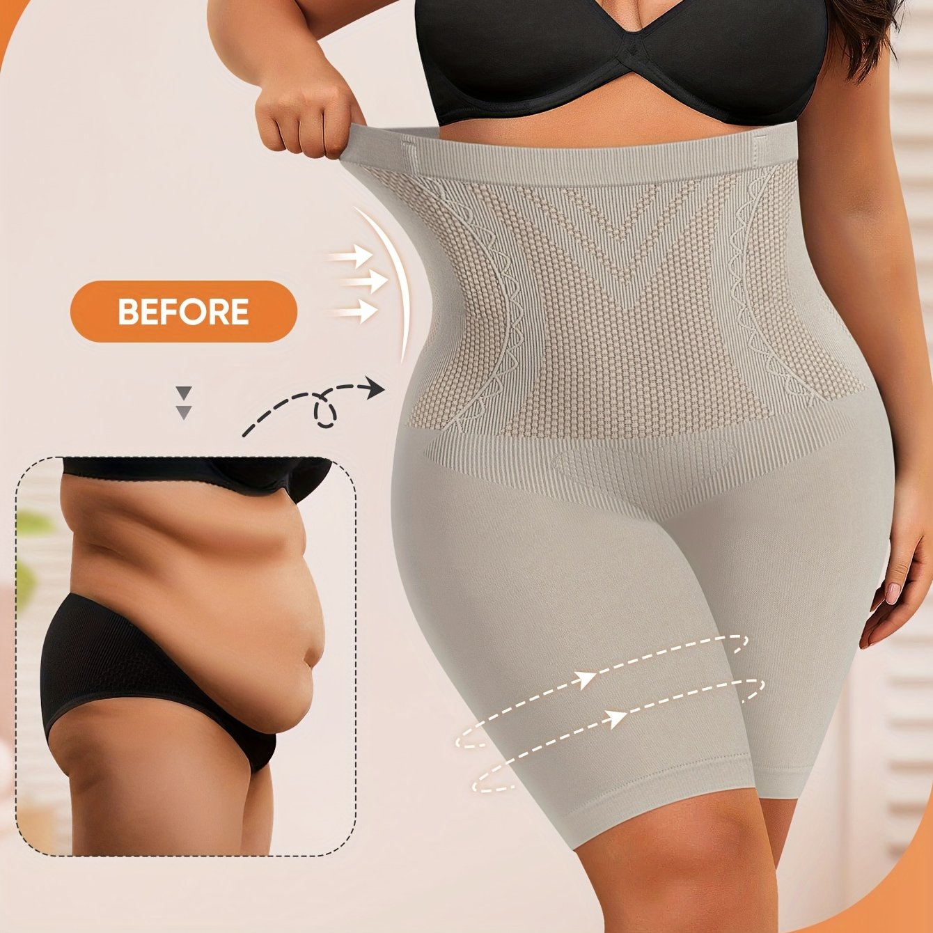 High-Waisted Seamless Shapewear Shorts for Women Tummy Control Butt Lifter Solid Nylon