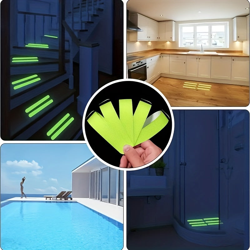 Glow-in-the-Dark Waterproof Non-Slip Stickers for Stairs and Bathroom Safety