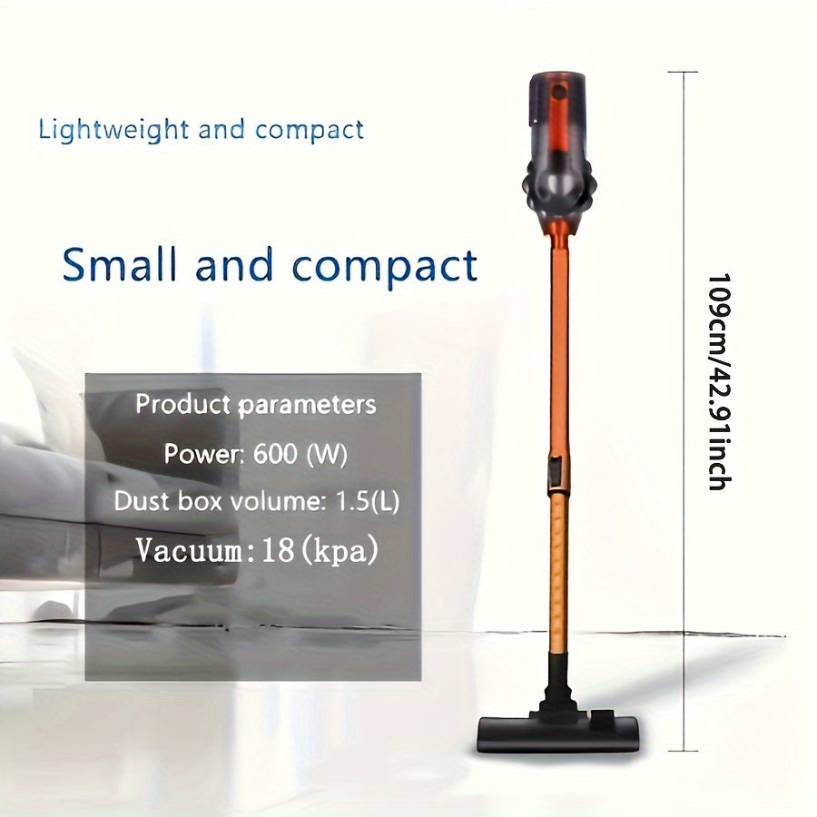 600W Handheld Vacuum Cleaner for Pet Hair Hard Floors Carpets Low Noise 18KPa