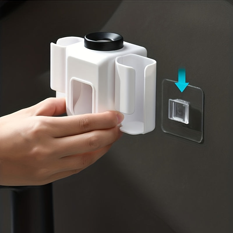 Wall-Mounted Toothbrush Holder with Automatic Toothpaste Dispenser Bathroom Organizer