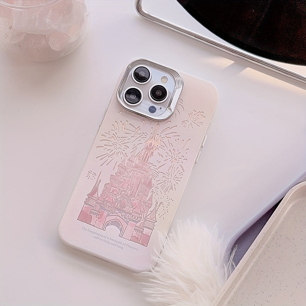 Electroplated Laser Dream Castle Fireworks Phone Case for iPhone 11-15 Models