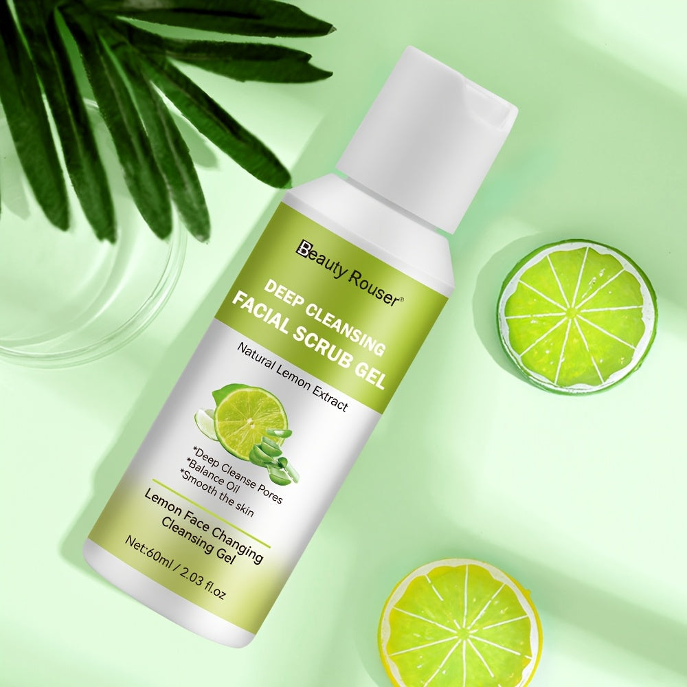 Exfoliante facial para todo tipo de piel, limón y aloe vera, limpieza profunda, hidratante, 2.03 oz