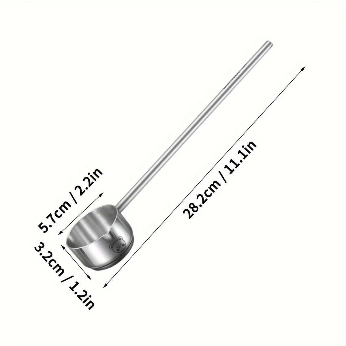 Stainless Steel Long Handle Soup Spoon with Bear Pattern Anti-Scald Oil Splash Guard for Kitchen and Restaurant Use