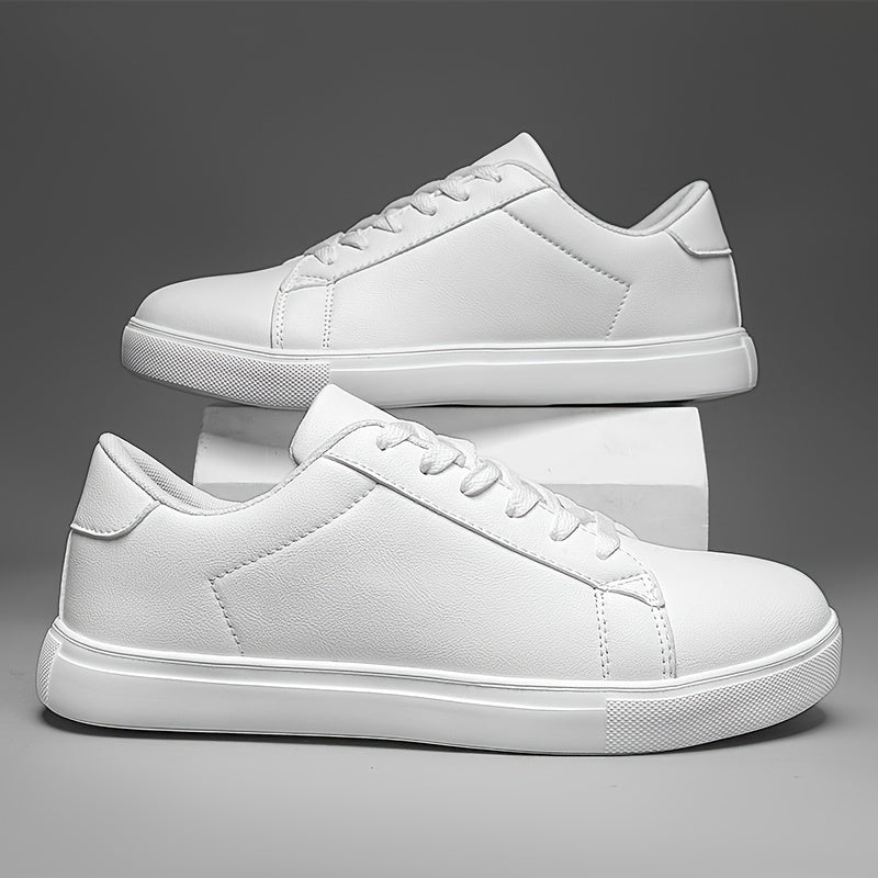 Men's White Lace-Up Sneakers with MD Sole and EVA Insole for Casual and Running