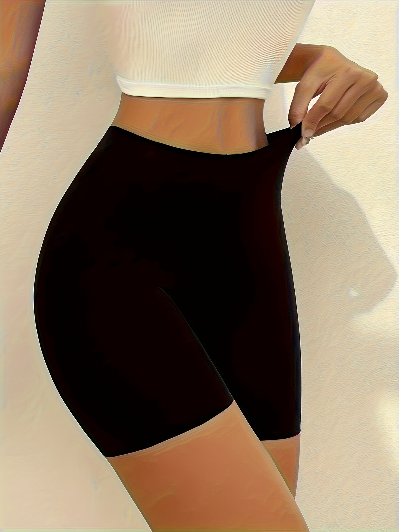 Women's Solid Color Boyshorts Made from 85% Polyamide and 15% Elastane Medium Support Comfortable Fit