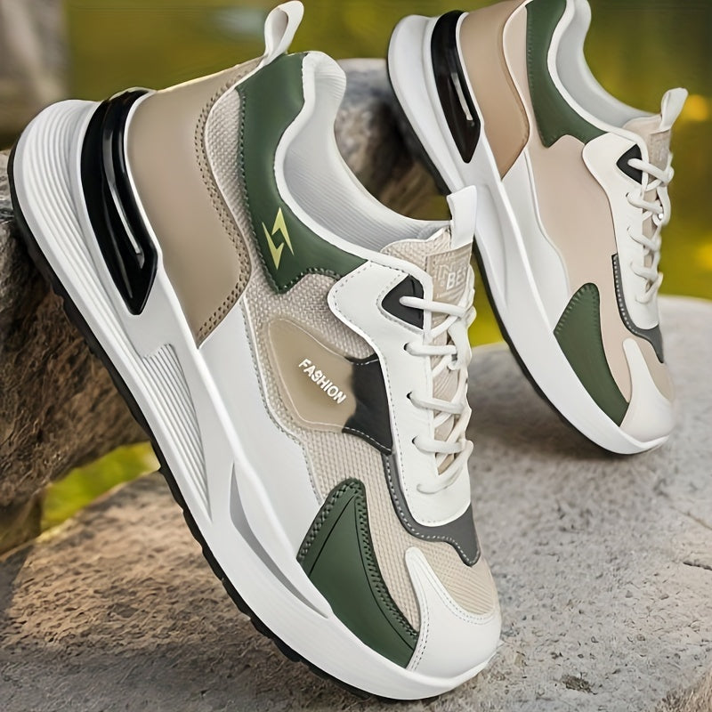 Plus-Size Mesh Sneakers with Thick Sole and Lace-Up Design for All Seasons