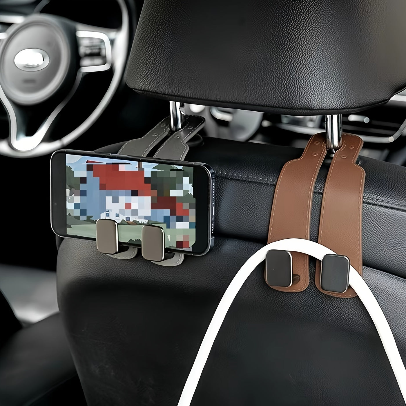 Soporte para teléfono en respaldo de asiento de coche con gancho anticaída, accesorio para el interior del coche