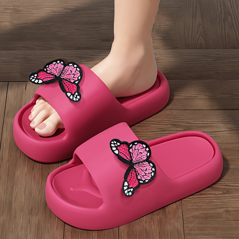 Women's Pink Butterfly Slippers Lightweight EVA Non-Slip Indoor Beach