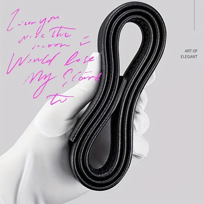 Men's Black Faux Leather Belt with Automatic Buckle for Business Casual