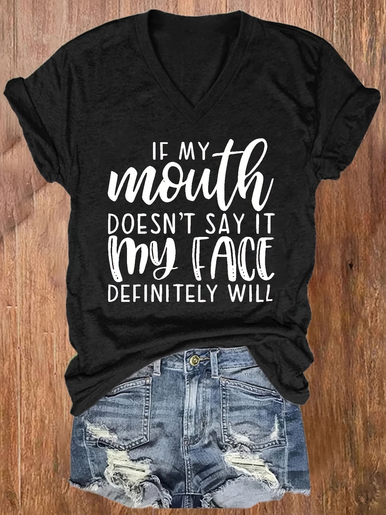 Women's V-Neck Short Sleeve Casual Top Loose Fit Cotton Easy Wear