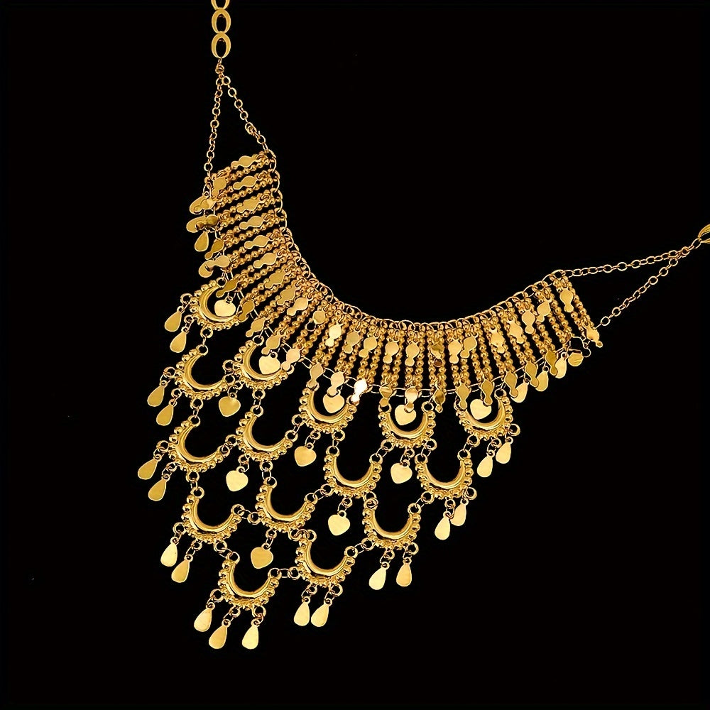 Conjunto de joyería de cobre dorado chapado con diseño inspirado en Oriente Medio para bodas y fiestas