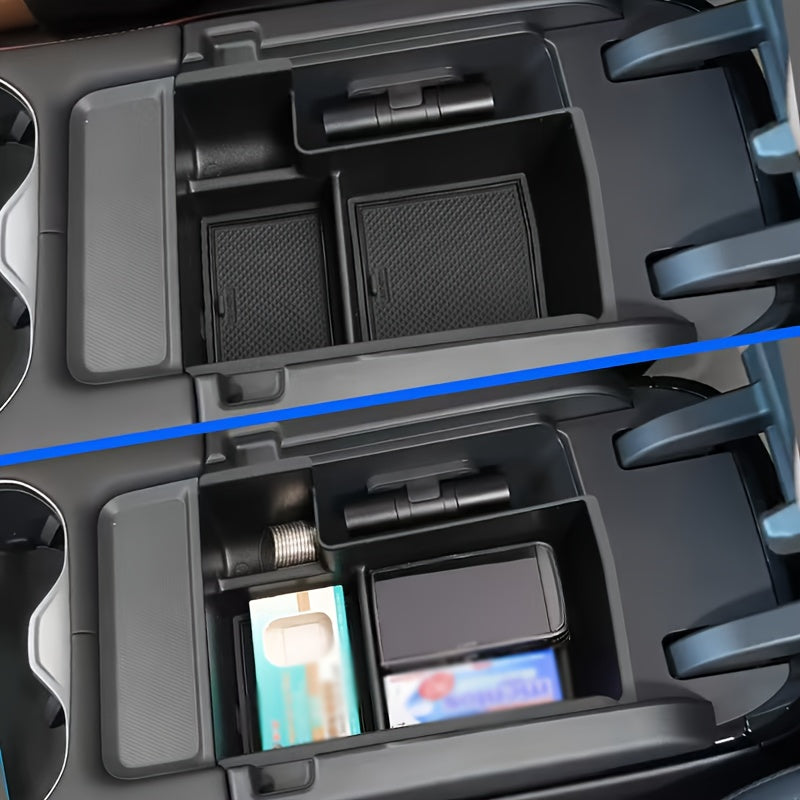 Car Interior Plastic Armrest Storage Box Dual Compartments for Accessories