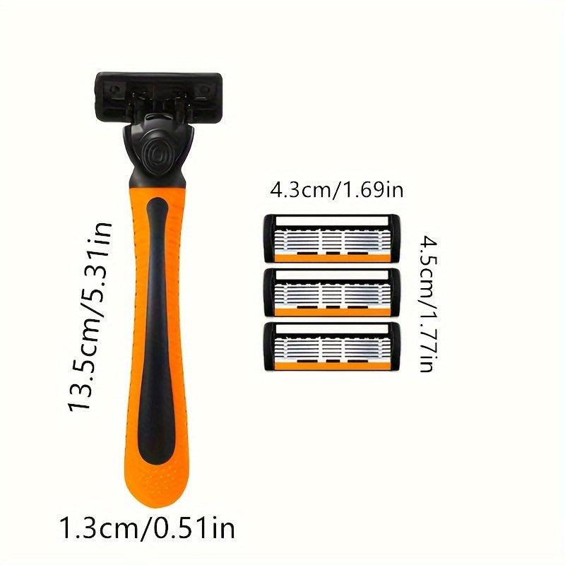 Men's Safety Razor Set with Non-Slip Metal Handle and Sharp Blades for Beard and Mustache Grooming