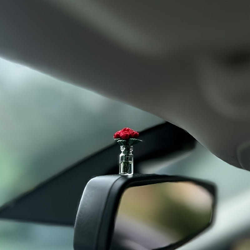 Mini Qizil Gul Avtomobil Paneli Dekoratsiyasi Yaratıcı Plastik Markaziy Konsol Dekori