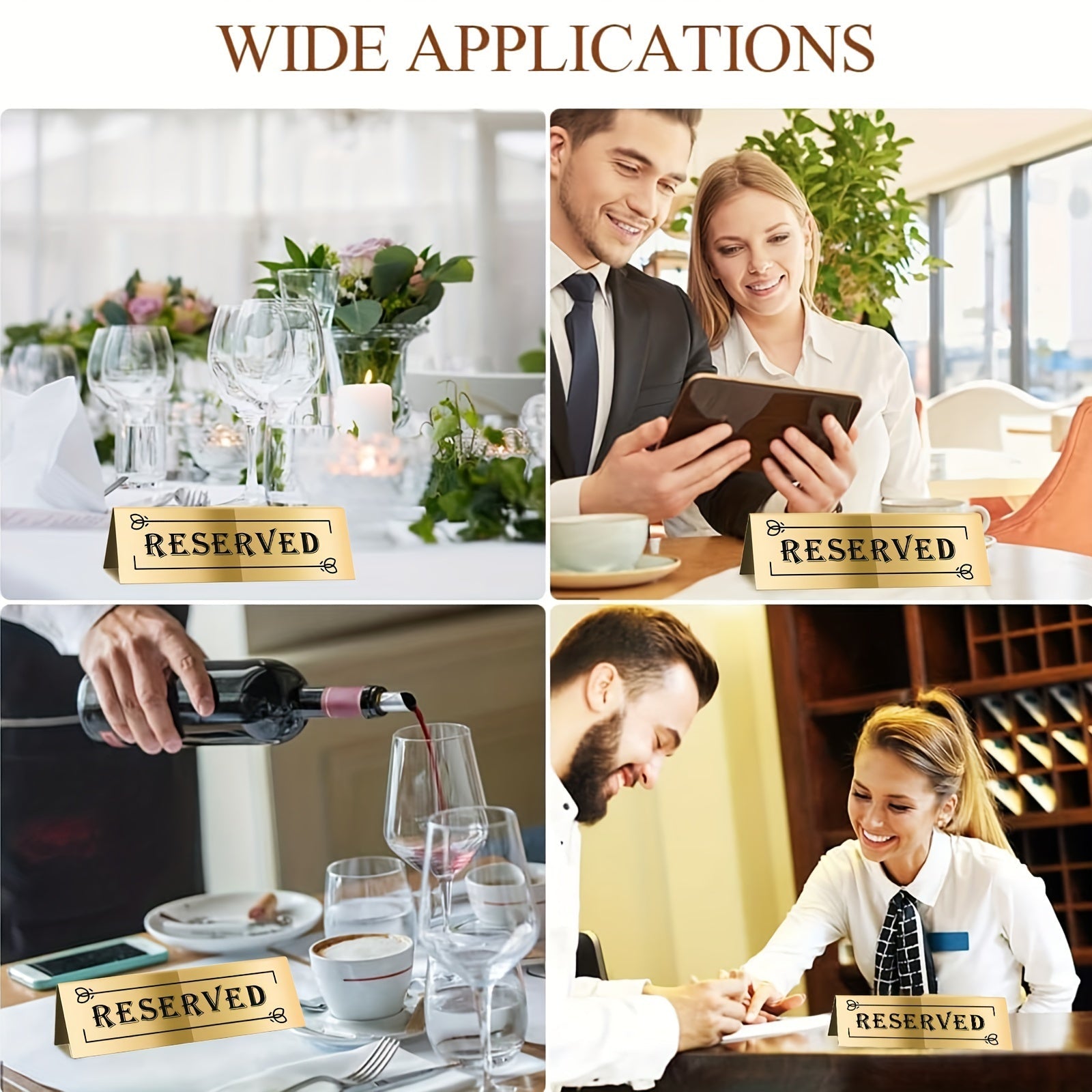 Acrylic Reserved Table Signs Set of 3 Waterproof Double-Sided Wedding Party Restaurant