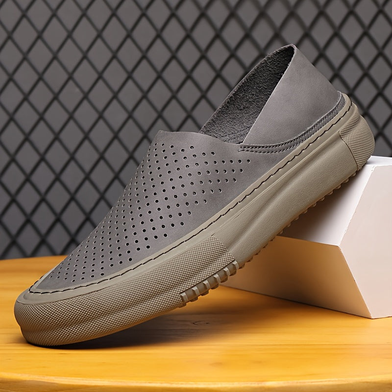 Мужские мокасины без шнурков из микрофибровой кожи, противоскользящая резиновая подошва, повседневные прогулки на улице
