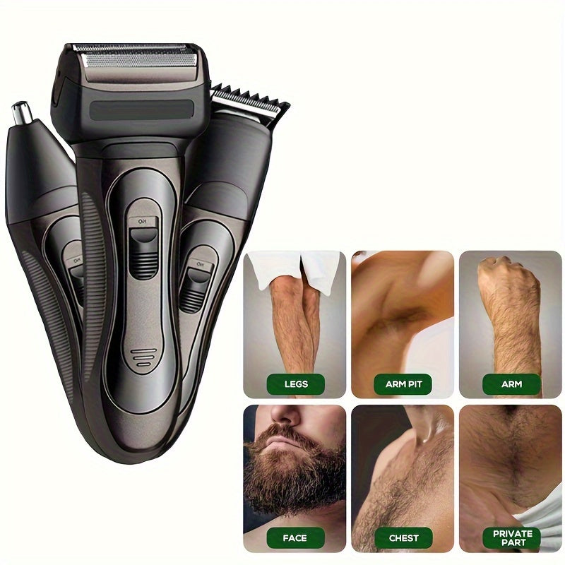 Men's Rechargeable Foil Electric Razor and Trimmer Kit