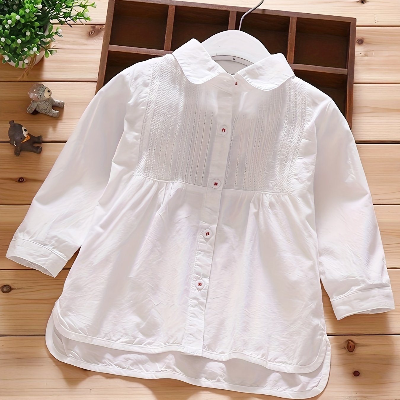 Девочки длинный рукав тканая рубашка однотонная повседневная для весны, лета, осени