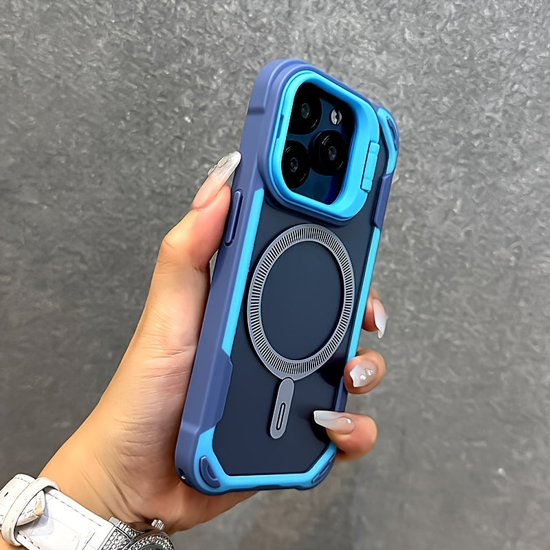 Transparent Shockproof Phone Case for iPhone with Magsafe and Camera Lens Stand