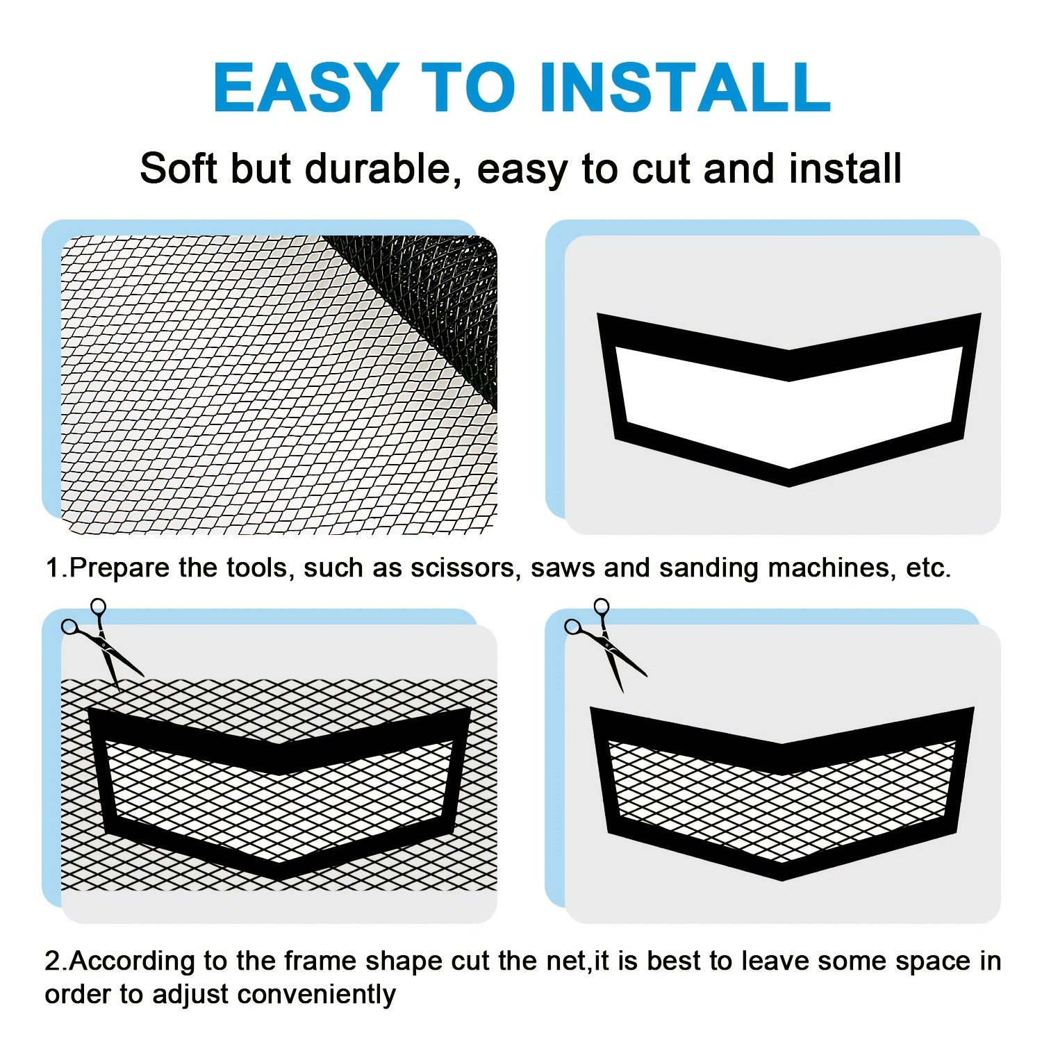 Universal Aluminum Alloy Car Grille Mesh Black Rhombic 101.6cm x 33.02cm