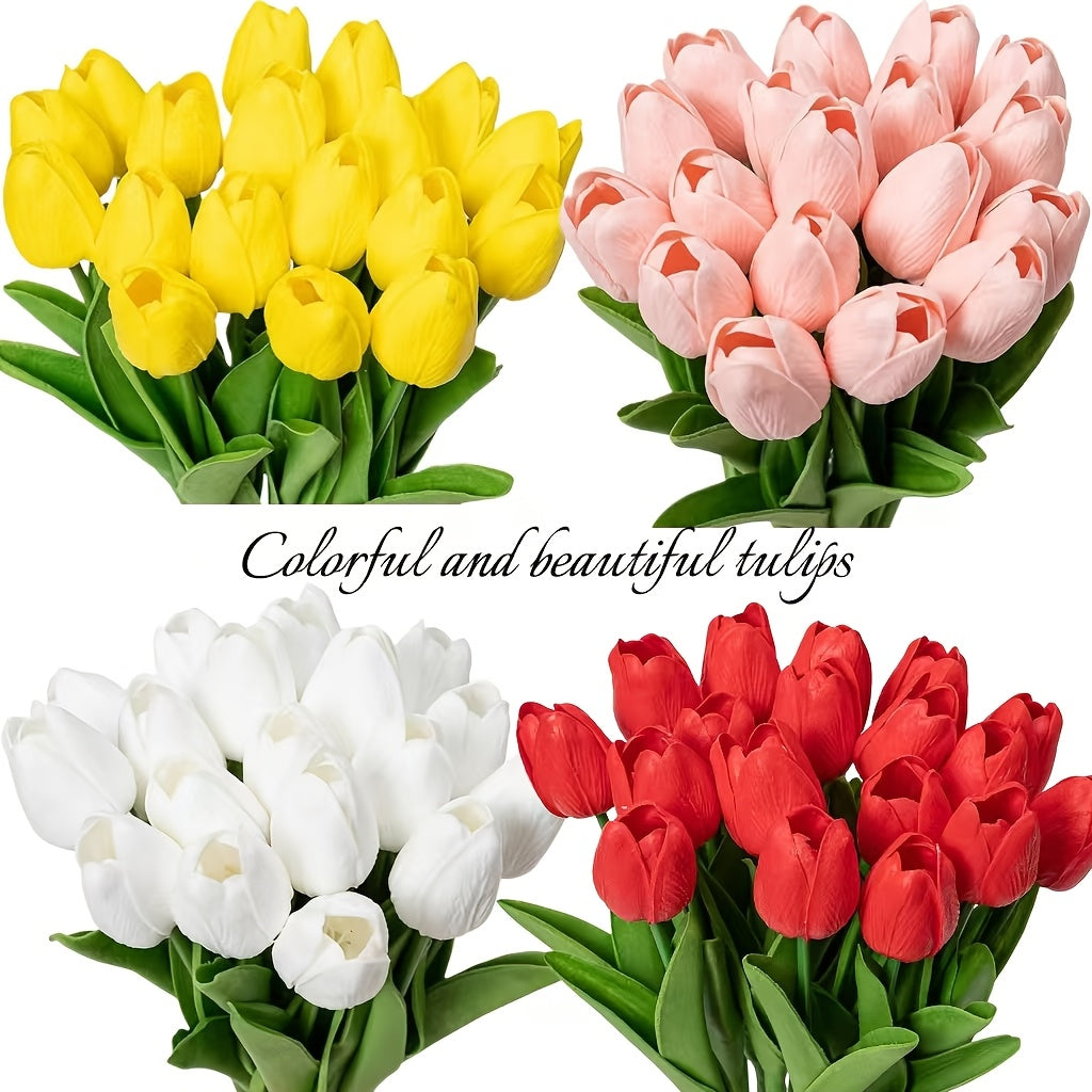 Artificial Tulips Set 18 Lifelike Plastic Spring Home Decor for Gifts and Events