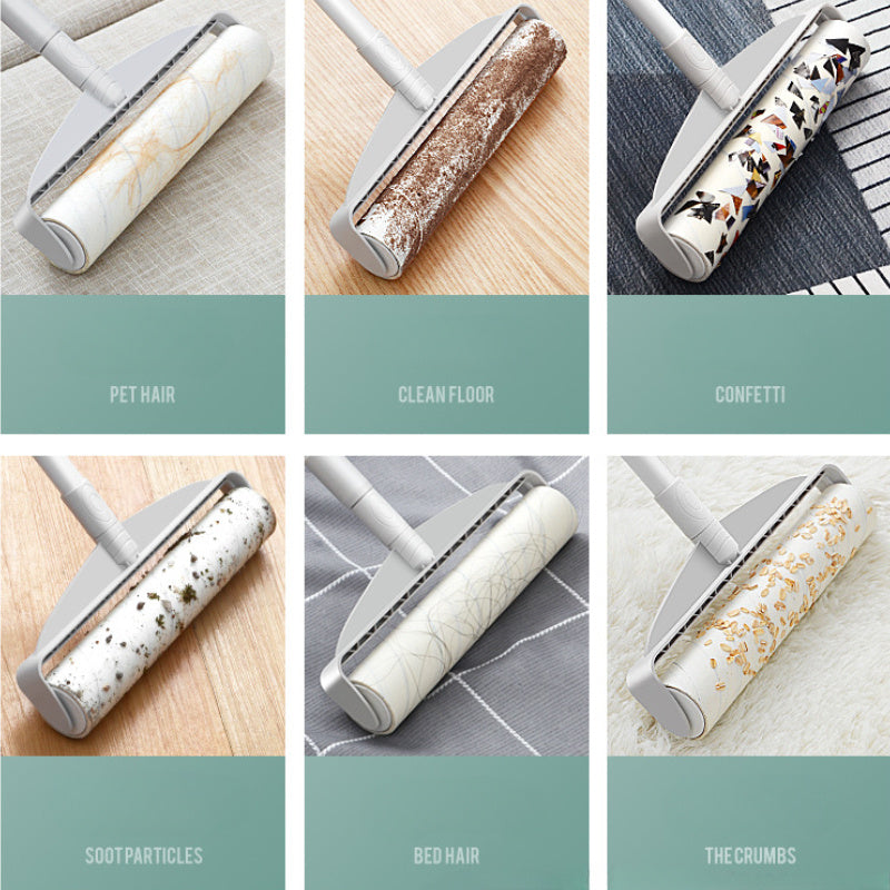 "Uzaytiriladigan Uzoq Tutqichli Lint Ruloni, Yashash Xonasi, Yotoqxona, Kiyimlar va To'shaklardan Soch va Hayvon Sochlarini Olib Tashlash uchun Mukammal - Pol va Gilamlarni Tozalash uchun Ajoyib, Elektr Energiya Talab Qilmaydi"