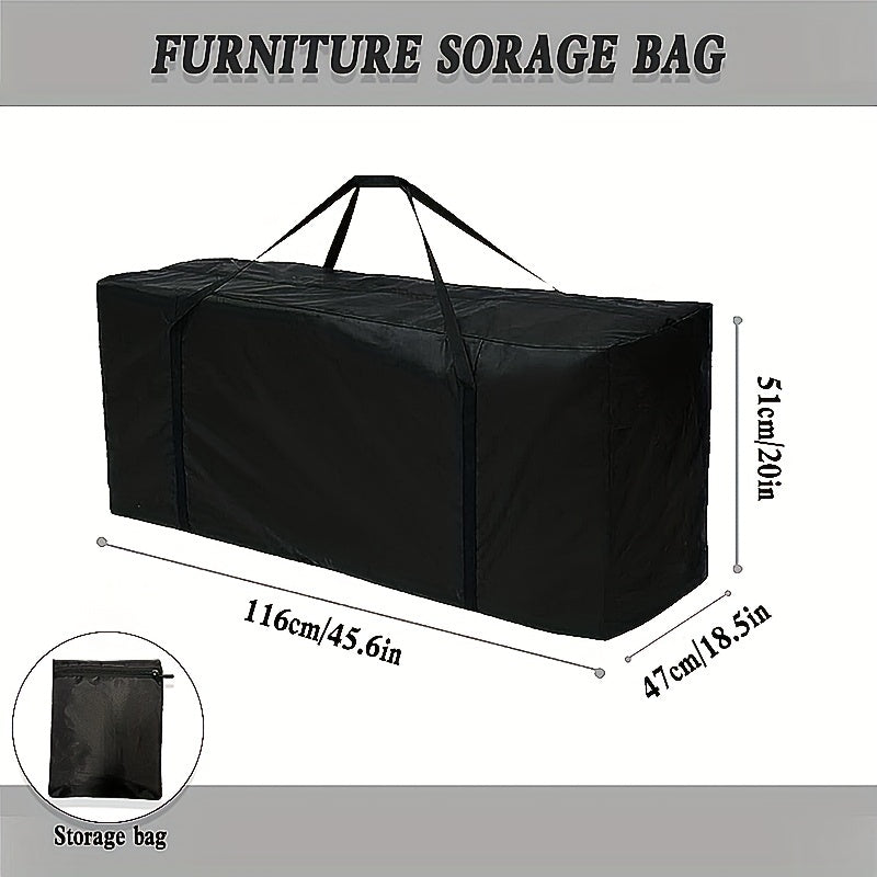 Outdoor Waterproof Cushion Storage Bag Heavy Duty 210D with Handle Black