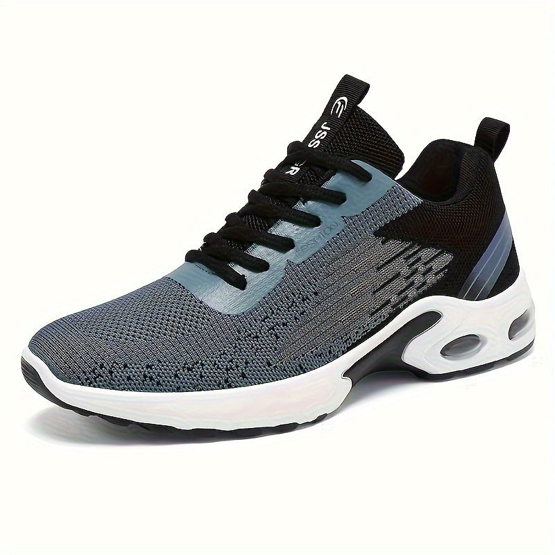 Men's Color Block Breathable Running Shoes with Lace-Up Design and Rubber Sole