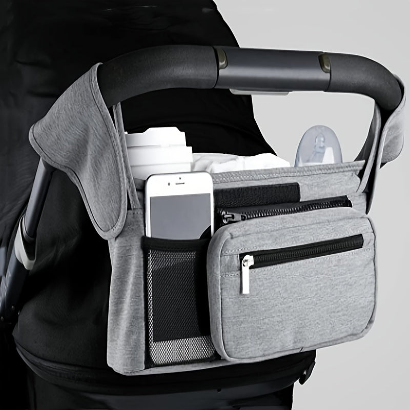 Universal Stroller Organizer with 2 Cup Holders Removable Pockets and Adjustable Straps