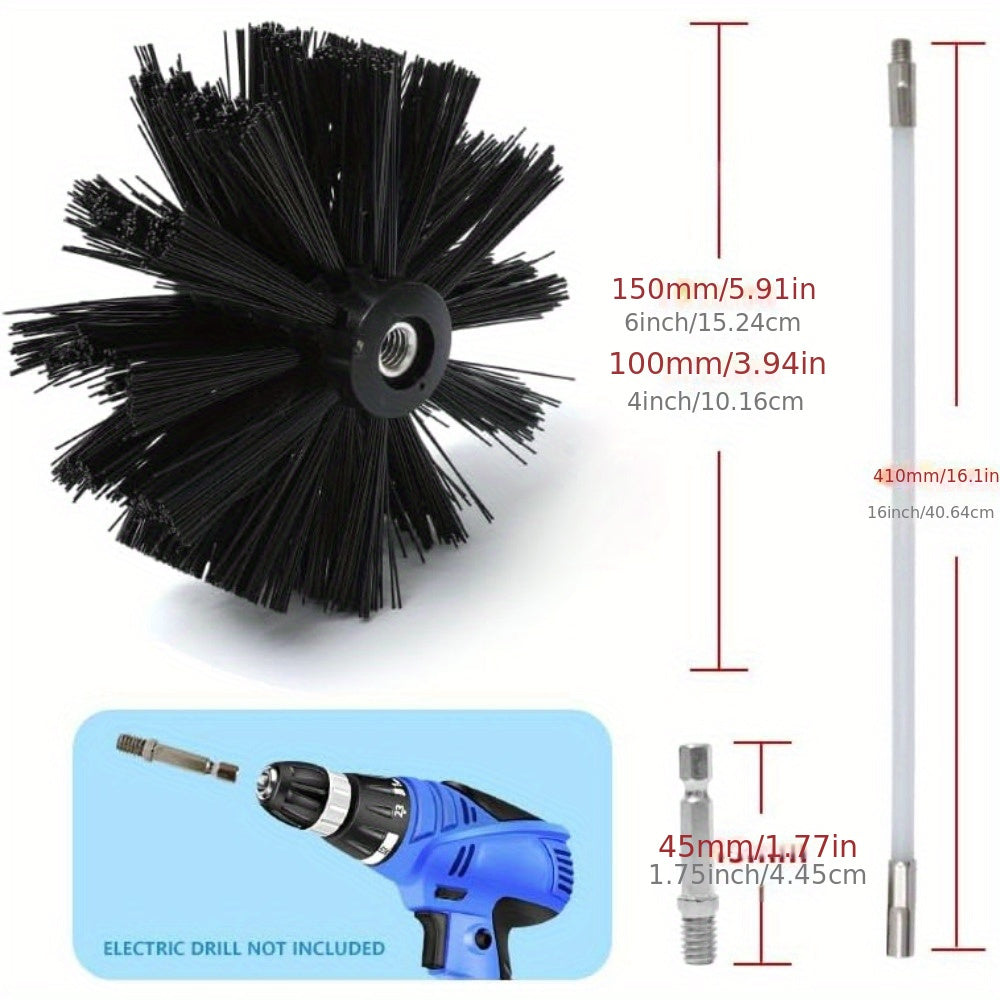 Chimney Sweep Brush Kit with Flexible Rods and Rotatable Head for Dryer Vents