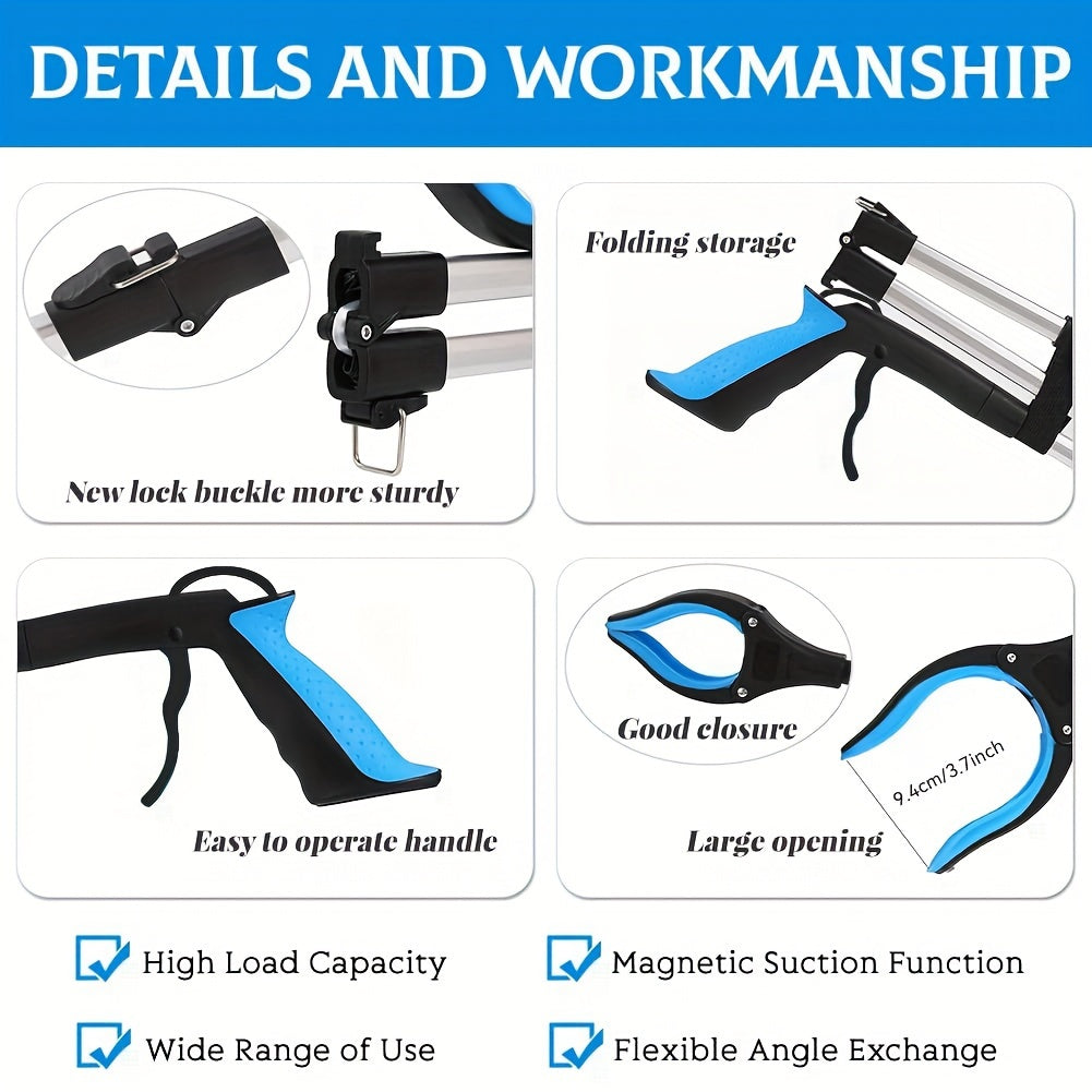 Long Aluminum Reacher Tool with Magnetic Tip for Trash Pickup