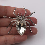 Vintage Spider Brooch Pin with Rhinestone Crystal and Irregular Shape