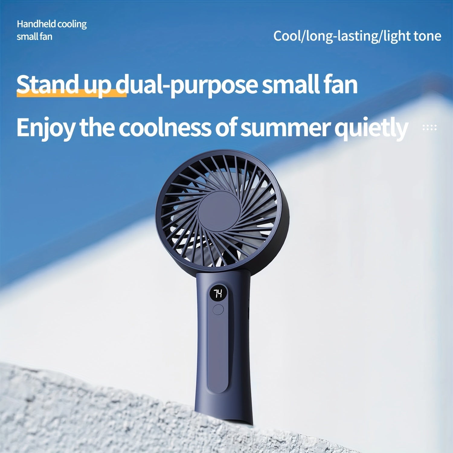 USB Rechargeable Mini Fan with Digital Display, Portable Desk and Outdoor Use