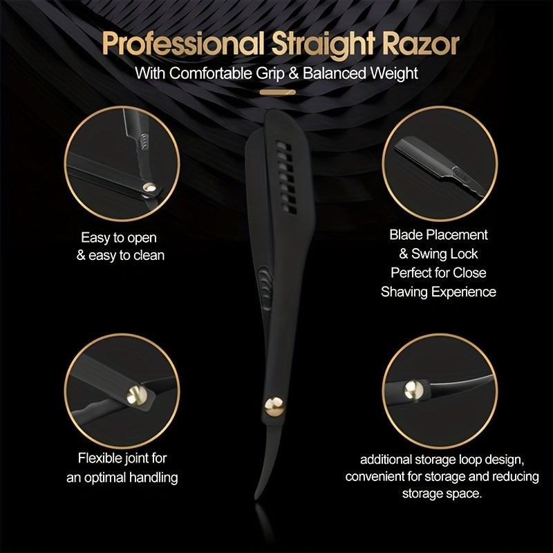 Herramienta de afeitado manual retro con hoja reemplazable para barba plegable para hombre