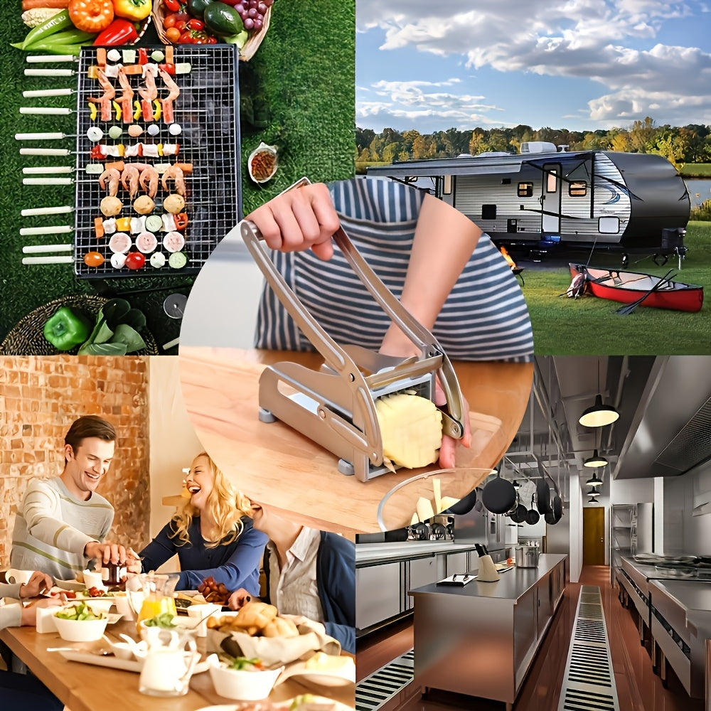 Cortador de papas fritas de acero inoxidable para contacto seguro con alimentos, cortador de verduras antideslizante, gadget de cocina