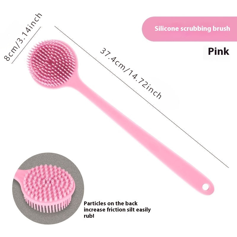 Double-Sided Soft Silicone Bath Brush with Long Handle for Gentle Cleansing and Skin Care