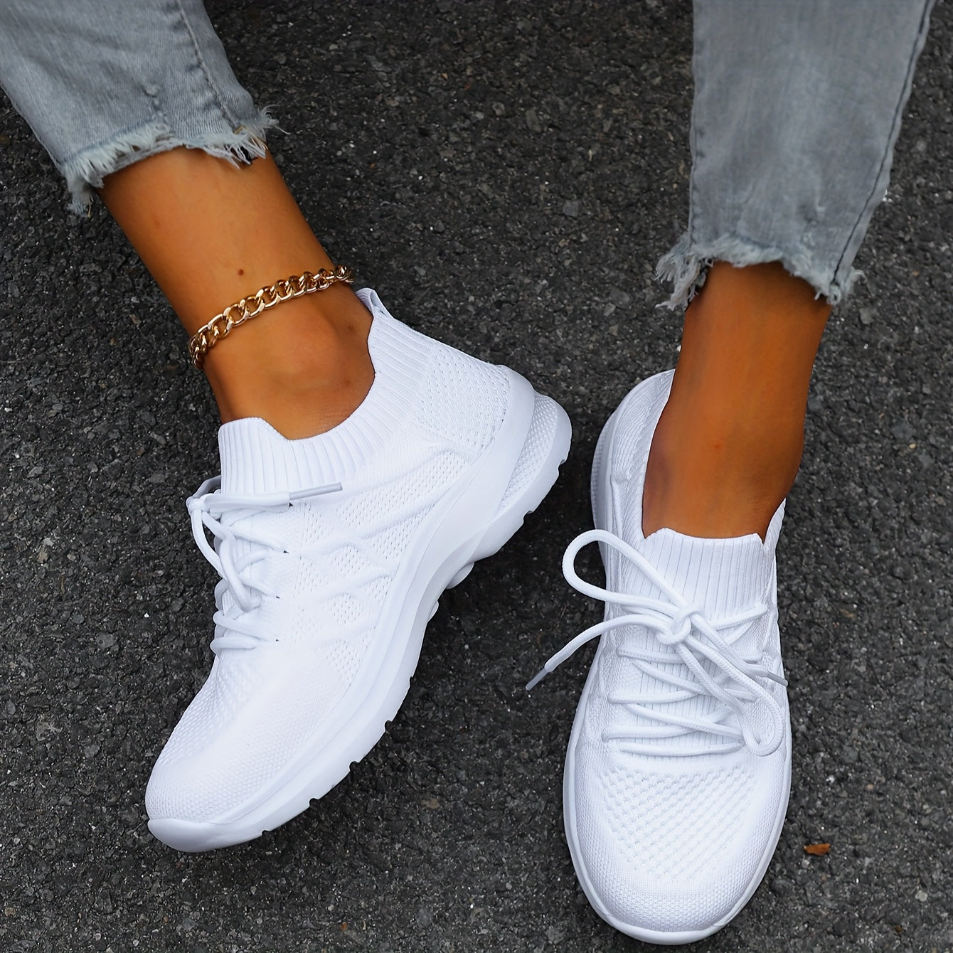 Women's Breathable Knit Sneakers Lightweight All-Season Casual Running Shoes